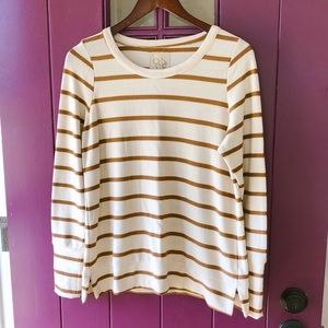 Chaser Cream and Brown Striped Sweatshirt
